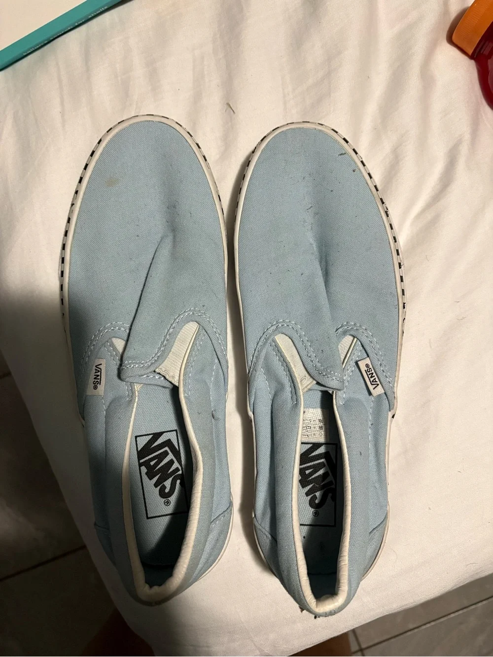 Vans Light Blue Canvas Slip-On Loafers